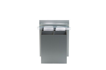 Organizer with coffee caps on isolated background