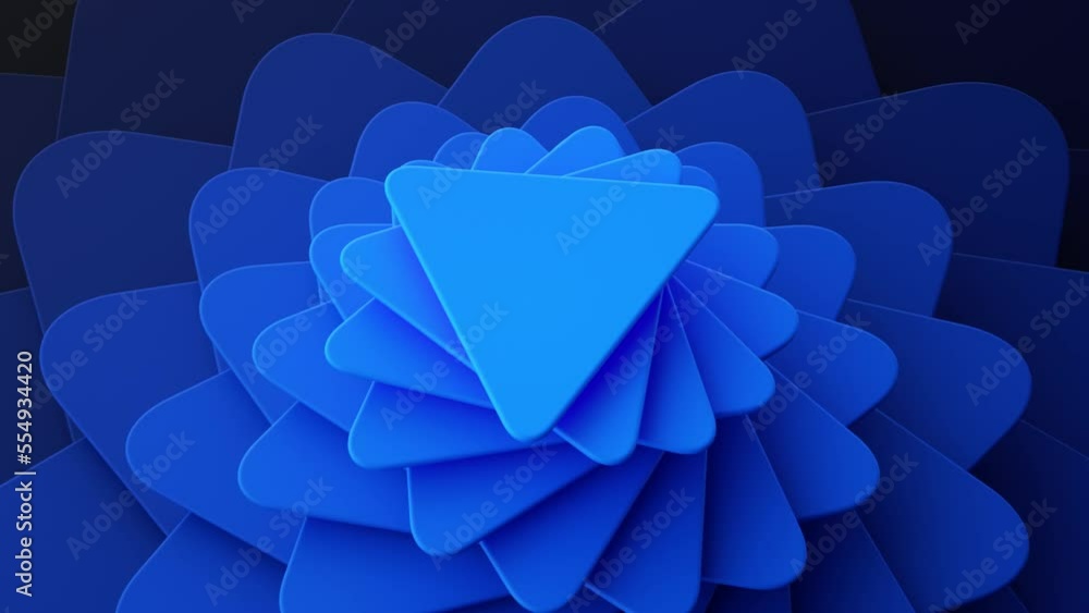 Aufkleber endless 3d animation, abstract geometric minimalist background, blue triangular cards with rounded c