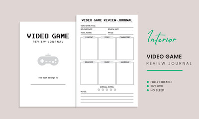 Video Game Review Journal KDP Interior Template