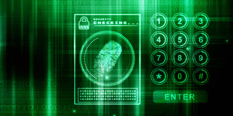 2d Illustration Fingerprint Scanning Technology Concept 