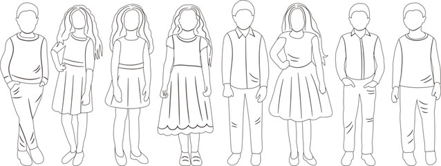 kids sketch ,contour on white background isolated