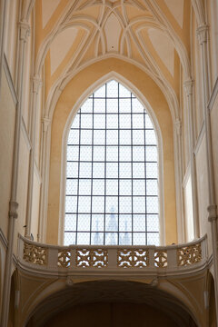 A view of the balcony inside the Church of the Assumption of Our Lady and Saint John the Baptist.; Kutna Hora, Czech Republic