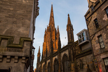 Architecture of Saint Columba's Free Church of Scotland in downtown Edinburgh; Edinburgh, Scotland