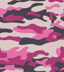 
Vector pink camouflage pattern, print for girls, fashion design for print
