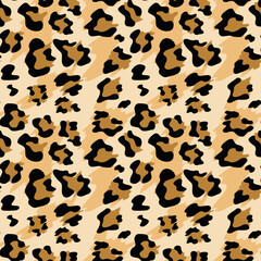 
Leopard print seamless vector pattern, trendy animal design for textile. Wild cat skin