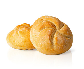 Two of fresh mini buns isolated on a white background close-up