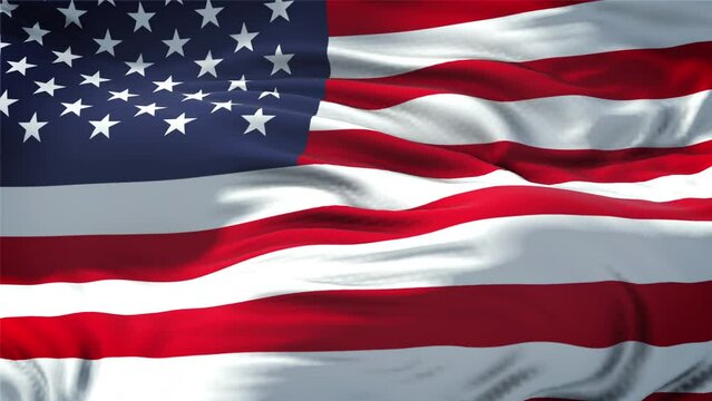 United States National Flag - Independence day, American Flag Waving in Loop and Textured 3d Rendered Background - United States of America, USA, The US, The USA Flag - Stok video