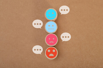 Face emotions with chat symbols. Rating satisfaction and feedback concept.