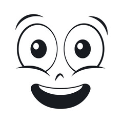 Cartoon smiling face. Laughing expression vector illustration.

