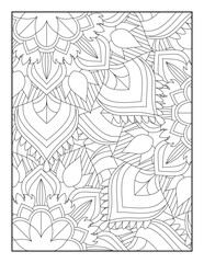 Fototapeta na wymiar Coloring Page For Adult, Pattern Mandala Coloring Page, Coloring Book