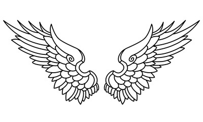 Free vector angel wings line art style