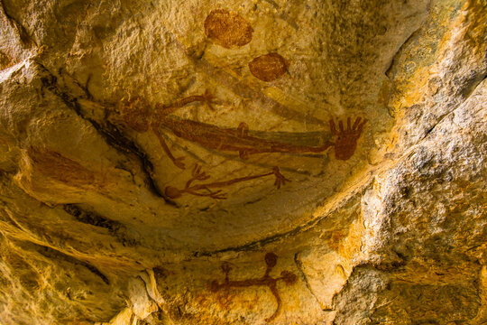 Aboriginal Rock Art Near Jar Island In The Kimberley Region Of Western Australia.