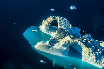 Aerial photo of icebergs in Sermilik Fjord.