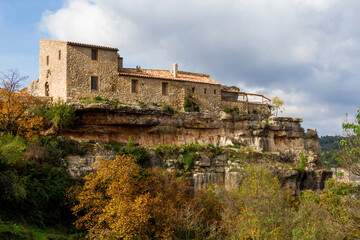 Stone houses of the town of Siurana on a rock ravine, Province of Tarragona