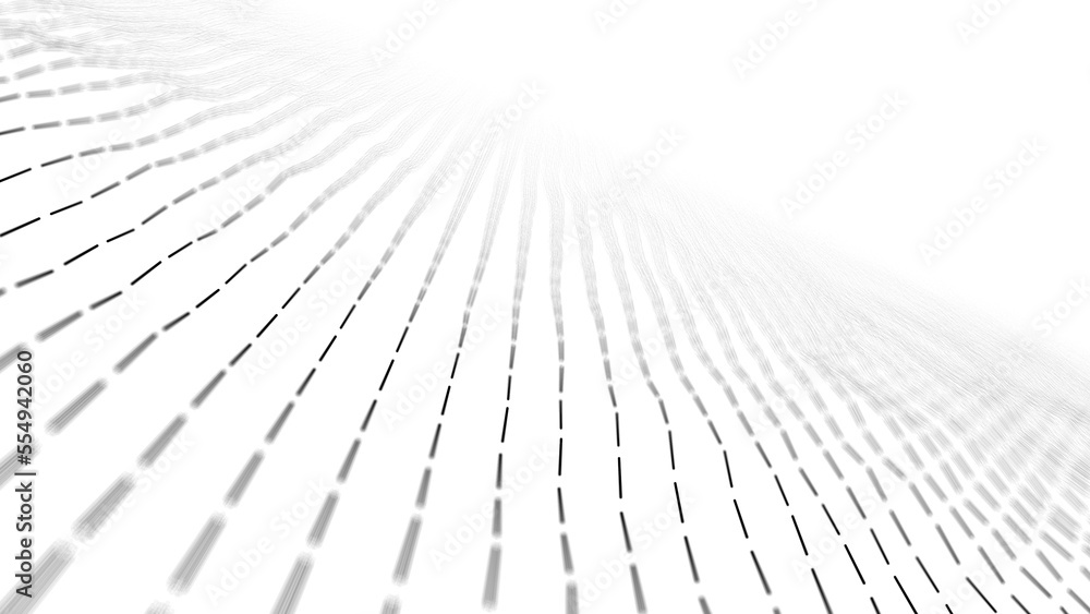 Poster wave of particles on a white background. abstract interlaced lines and dots. digital connection of e