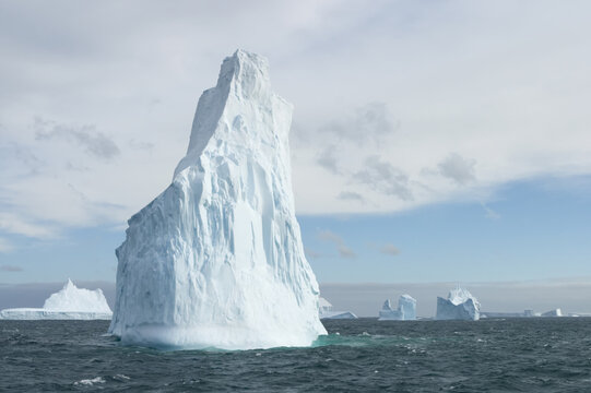 Tabular icebergs off the shore near Cape Disappointment.