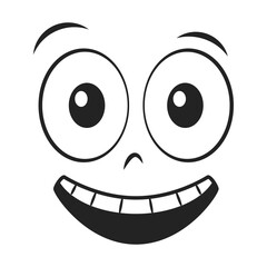 Cartoon smiling face. Laughing expression vector illustration.
