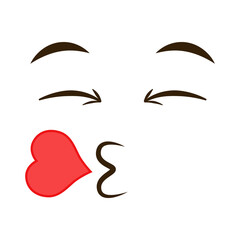 Cartoon kissing face with heart vector illustration
