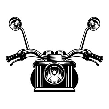 Monochrome classic motorcycle front view concept