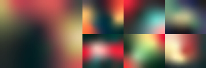 Blur gradient banner vector set, abstract colorful backgrounds