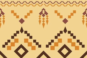 Ethnic fabric pattern geometric style. Sarong Aztec Ethnic oriental pattern traditional brown cream background. Abstract,vector,illustration. use for texture,clothing,wrapping,decoration,carpet.