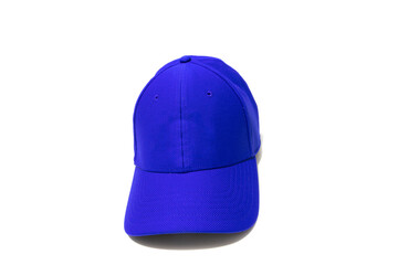 Blue baseball cap isolated on white background.