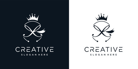Eyelash logo creative concept with combination letter X Premium Vector