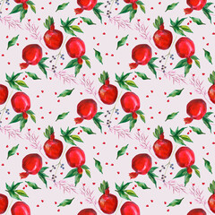 pattern with ripe red pomegranates for design, textile, wallpaper