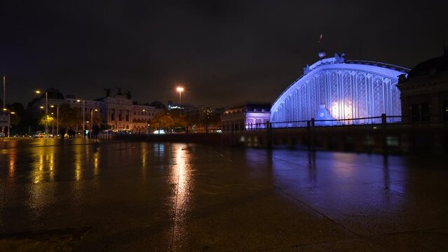 Atocha railway station at night in madrid, Spain