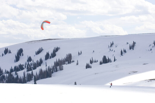 Snowkiting near Skyline Drive.; Wasatch Plateau, Utah.