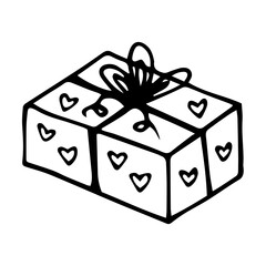 Present box doodle style vector illustration isolated on white background.