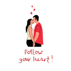 Valentines day concept, icon set of couples in love over white background, colorful minimalistic simple design, vector illustration