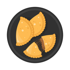 Empanadas on a plate in flat design