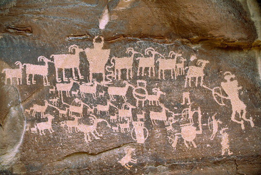 Close view of a petroglyph found in Nine Mile Canyon, Utah, USA; Price, Utah, United States of America