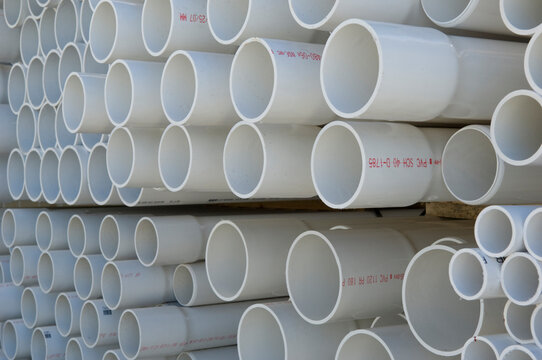 Racks full of PVC pipe; Lincoln, Nebraska, United States of America