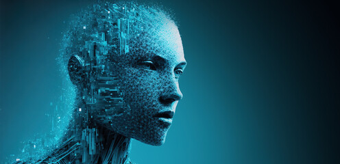 Depiction of Artificial intelligence as a human, Generative AI illustration