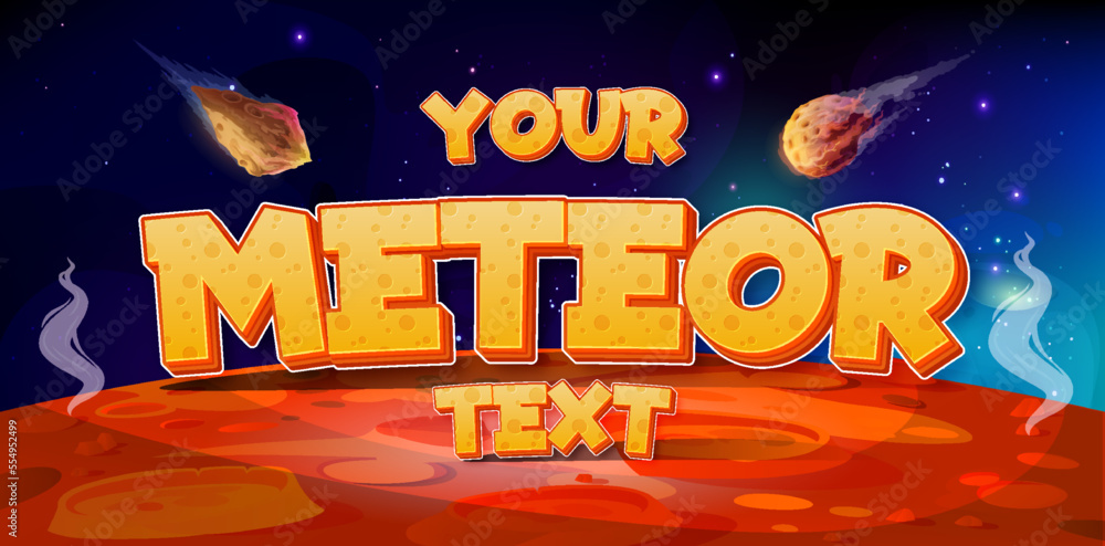 Aufkleber falling meteor editable text effect template. meteor shower text effect editable 3d style