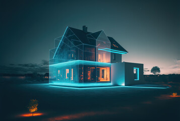 House hologram concept, Generative AI illustration - obrazy, fototapety, plakaty