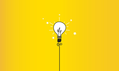 Concept of innovation, new ideas. Bulb standing out against a yellow background. Vector illustration