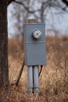 Electric meter in a rural area; Lincoln, Nebraska, United States of America