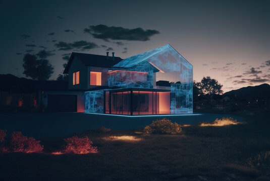 House hologram projection , Generative AI illustration