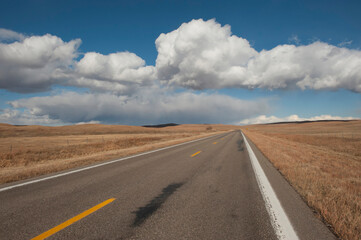 Scenic view along the highway in the Nebraska countryside, USA; Thedford, Nebraska, United States of America