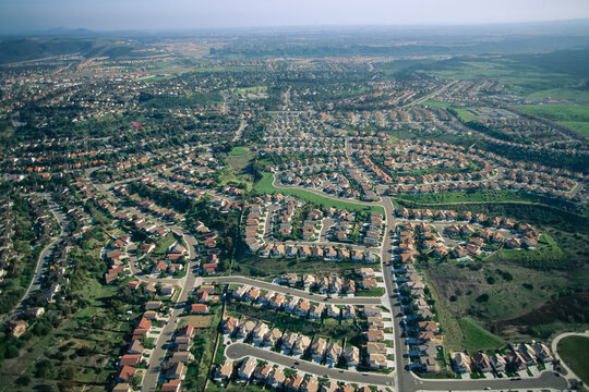 Aerial view of urban sprawl in the San Diego area, California, USA; San Diego, California, United States of America