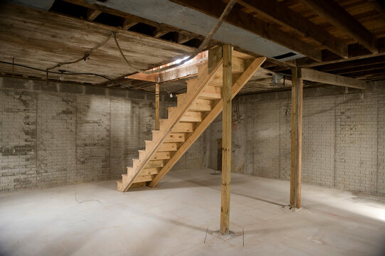 Basement of an old farmhouse as it gets remodeled; Cortland, Nebraska, United States of America