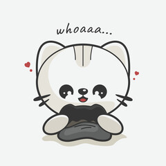 cute cat playing games art illustration