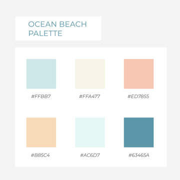 Color element. Trendy pallete of color. Cozy boho color pallete. Swatch cozy shade tone. Summer color ocean beach 
