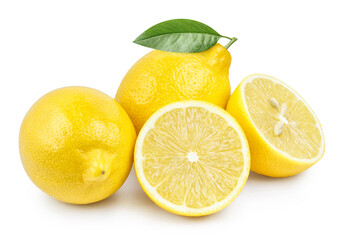Group of delicious lemons, isolated on white background