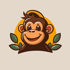 monkey chimpanzee cartoon character logo mascot design for business branding