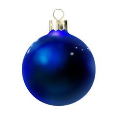 Christmas ball dark blue color, glossy mockup realistic 3d bauble isolated. Toy Merry xmas and New year design element, colorful png.
