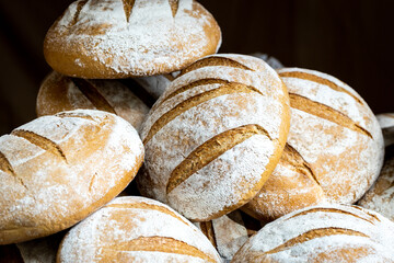 Freshly baked loaves of bread